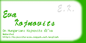 eva kojnovits business card